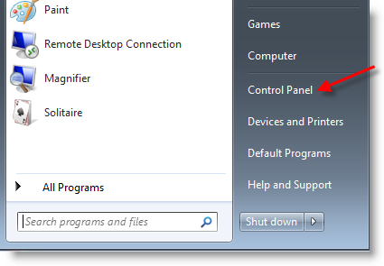 controlpanel Windows 7 Control