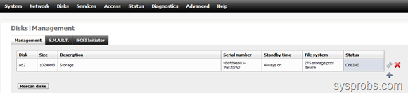 FreeNAS 0.7.2 on VirtualBox 3.2.4