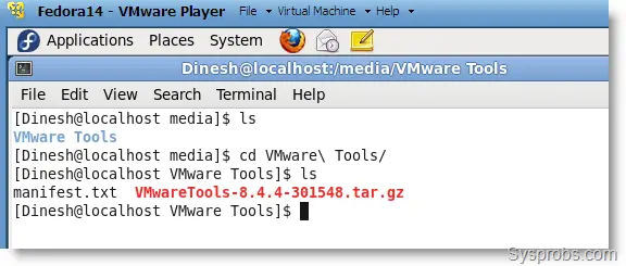 VMware Tools on Fedora 14