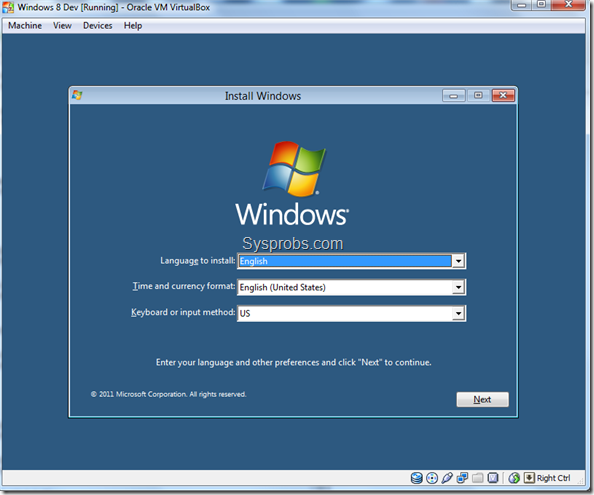 installation first screen