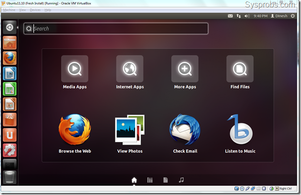 working 2D unity in VirtualBox 11.10