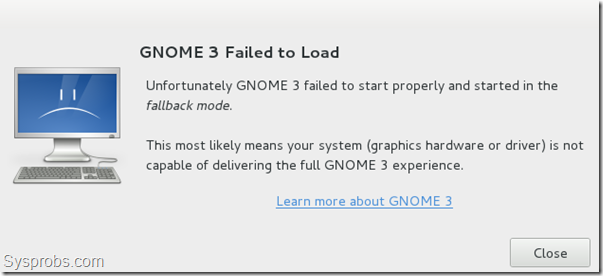 gnome 3 failed error