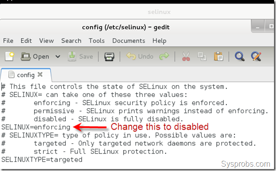 selinux default value