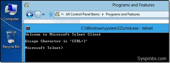 working telnet in Windows 8