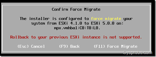 force migrate warning message
