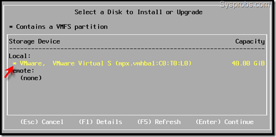 select disk and update