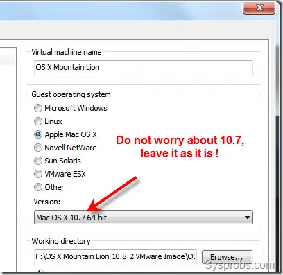 Guest OS showing 10.7