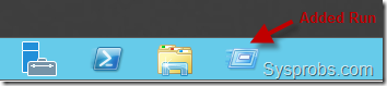 added run in windows 2012 task bar