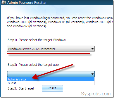 reset screen in windows 2012