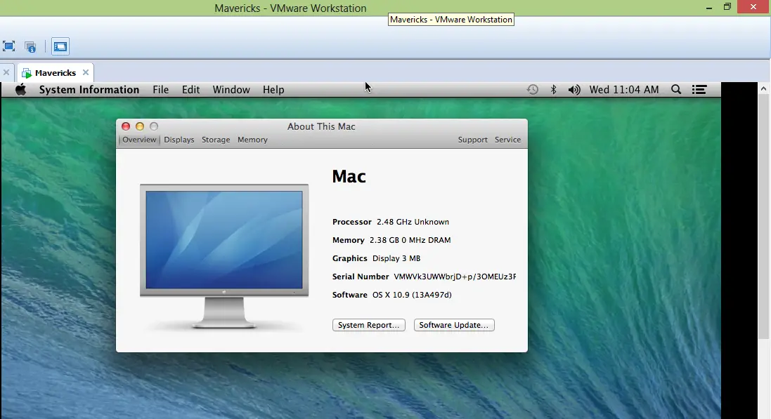 Mac OS X Mavericks 10.9.4 (13E28) (Image for VMware)
