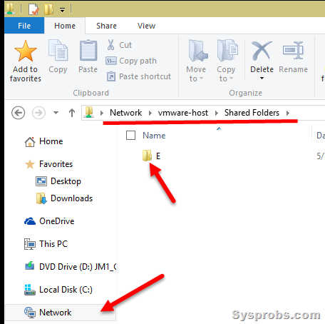 access shared folder windows 10 vmware