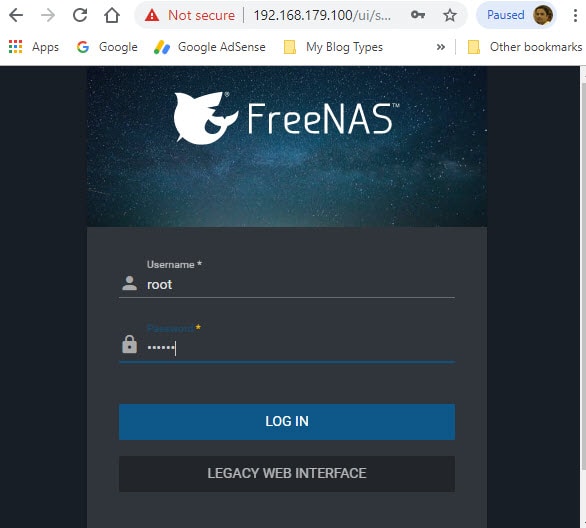 Freenas Web Login