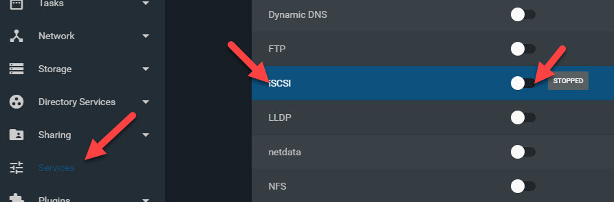 Start ISCSI In FreeNAS