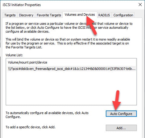 Volumes Auto Configure