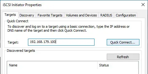 Windows Initiator Quick Connect