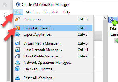 Import Appliance In VirtualBox