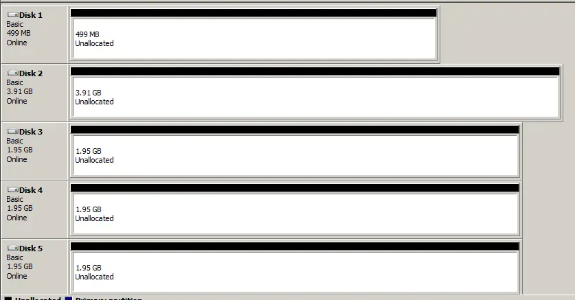 Listed disks in disk management