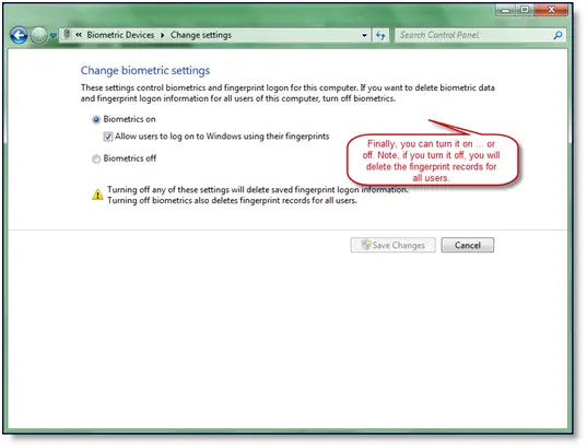 Remove Fingerprint Logon in Windows 7