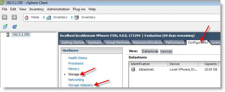 Configure options in vSphere