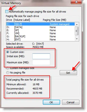 Page file to improve Windows 10