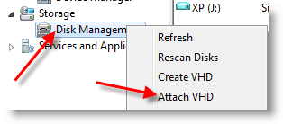 attach vhd file