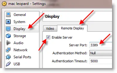 Remote Display VirtualBox