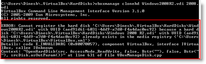 Error without removing the disk