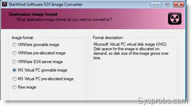 Output File - VMDK to VHD