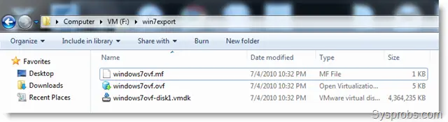 Exported OVF file