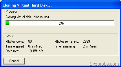 Progress of disk conversion