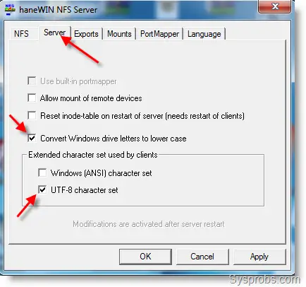 haneWIN NFS Server setup