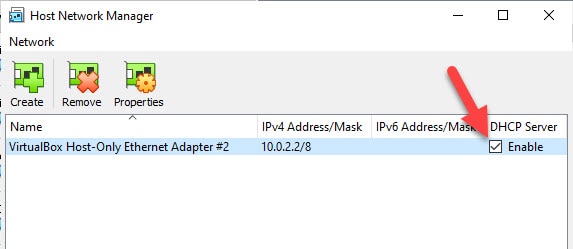 Enable Host Only Adapter