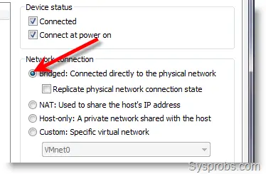 VMware VM settings