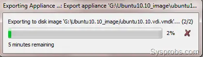 VirtualBox Create Image - Progress