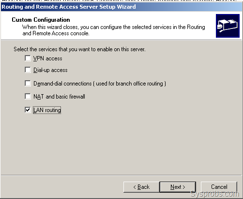 Select LAN Routing