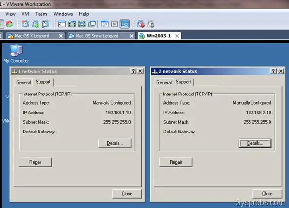 Configure two IPs - VMware Virtual Machine as LAN Router