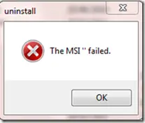 The MSI failed error VMware Uninstall