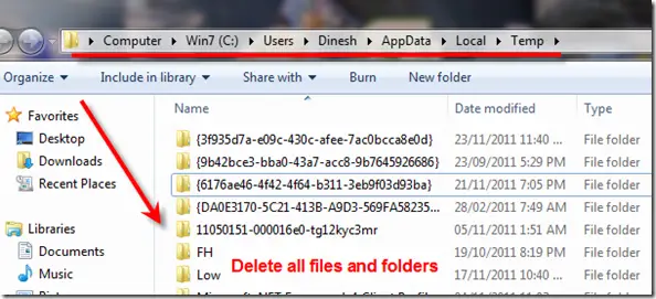 Delete temp files in Windows