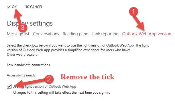 Web Access Light Version In Exchange
