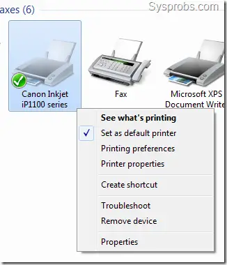 windows 7 printer options