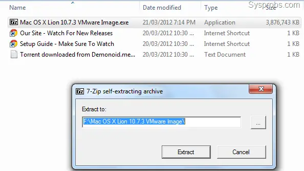 Extract the macOS 10.7. VMware image