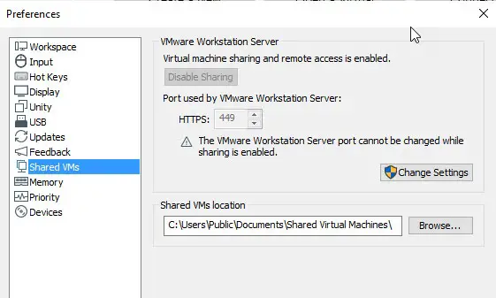 Shared VMs Location