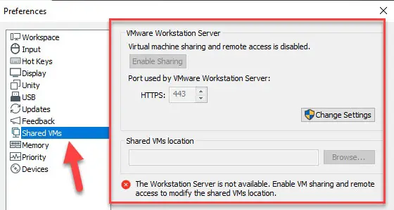 VM Share Initial Option