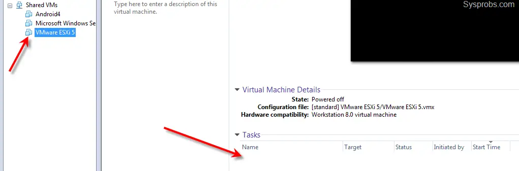 Tasks status of shared VM