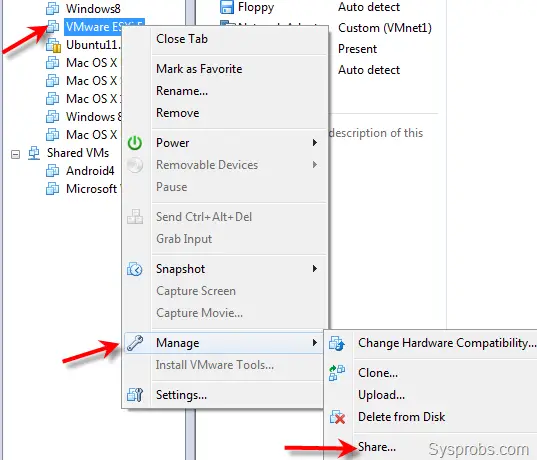 Share VM in VMware