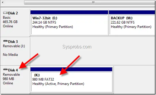 disk number of USB disk