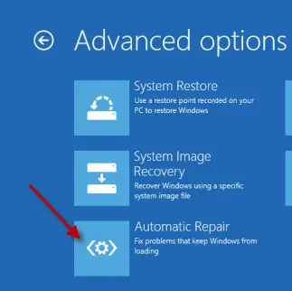 Automatic repair option in Windows 11