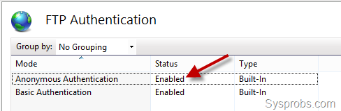Enable Anonymous access in FTP Server