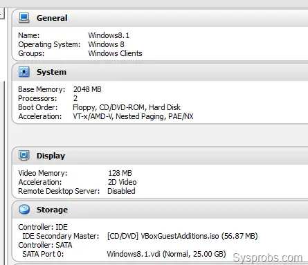 Windows 8.1 VM configuration