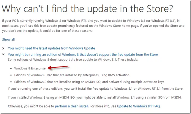 Why no windows 8.1 update